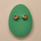 Ribbed Petal Gold Flower Stud Earrings