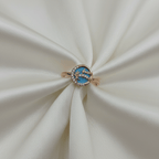 Rose Gold Sky Blue Enamel Swallow CZ Ring