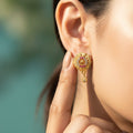 Ruby CZ Teardrop Heart Drop Earrings