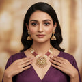 Ruby Pearl Kundan Rajwadi Necklace Set