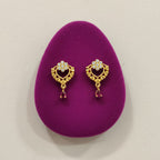 Open Heart Leaf Spike CZ Flower Ruby Teardrop Drop Earrings