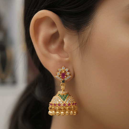 Micro Gold Plated  CZ Jhumka