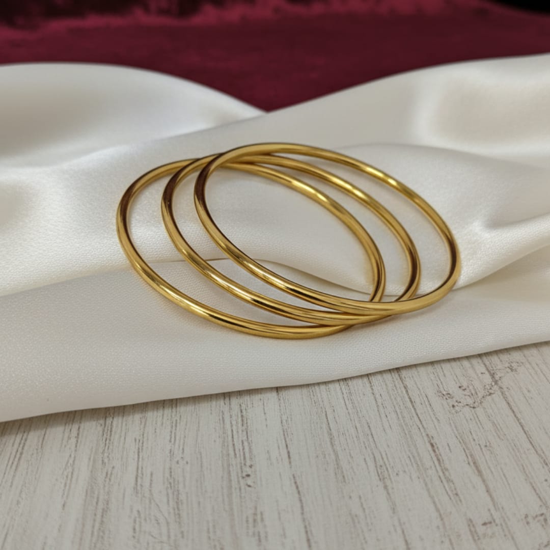 Slim Plain Gold-Tone Stacking Bangle