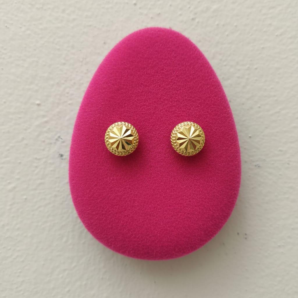 Star-Cut Gold Dome Stud Earrings 