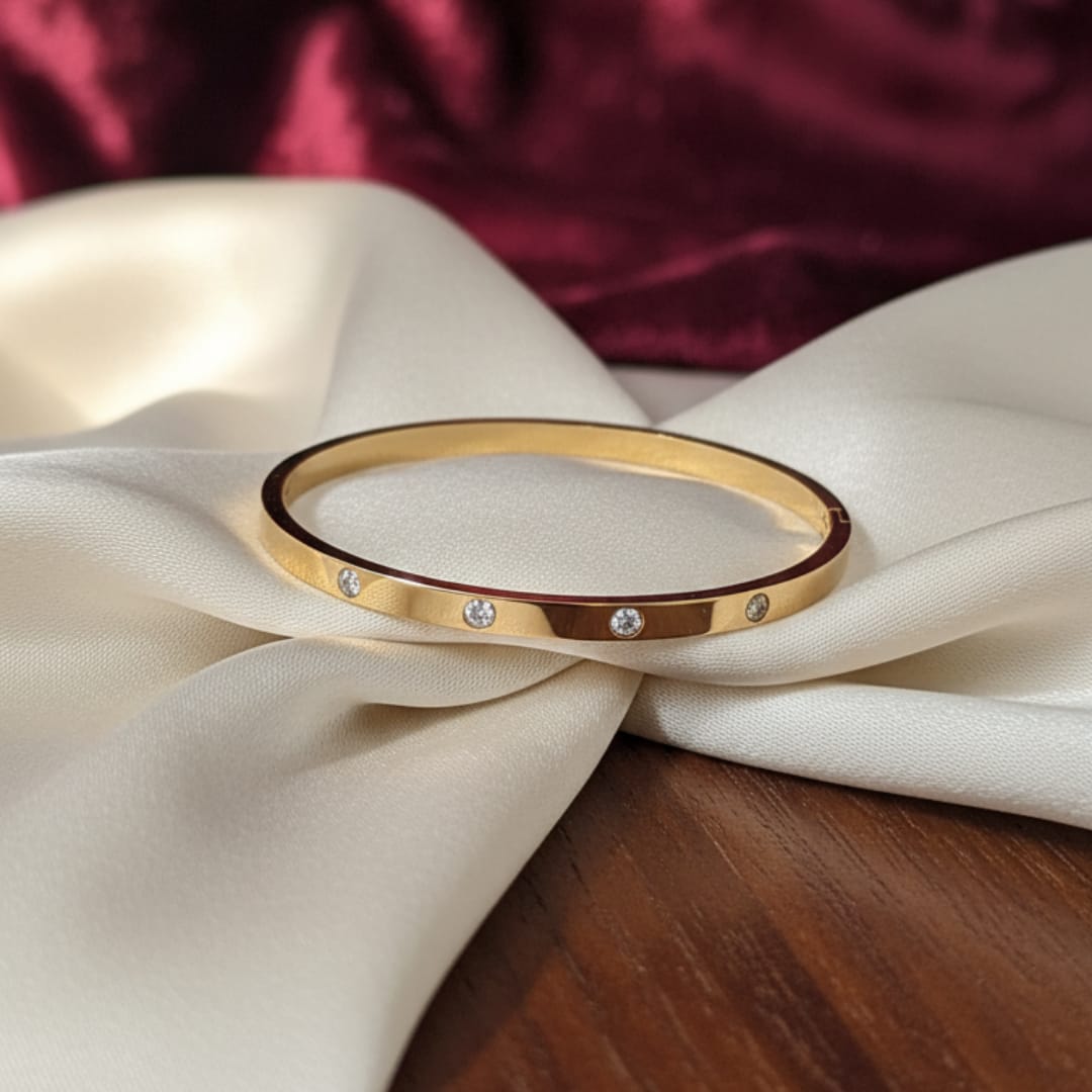 Starlight Solitaire Gold-Tone Bangle