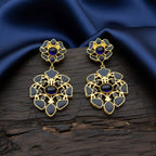 Meenakari Floral Drop Earrings with Gemstone Centre