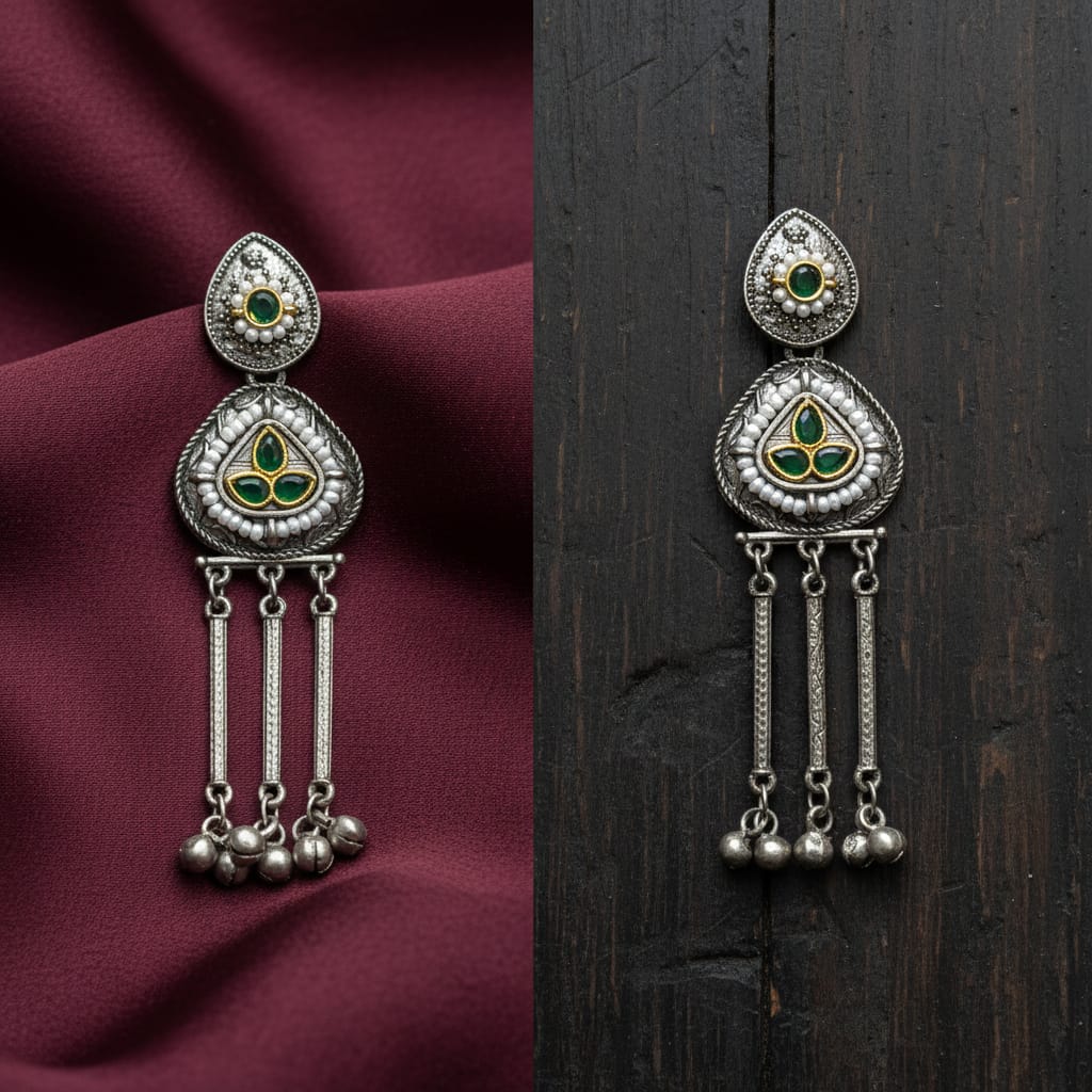 Rajwadi Dual Tone Tassel Earrings