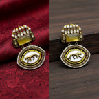 Antique Gold Tiger Motif Oval Drop Earrings