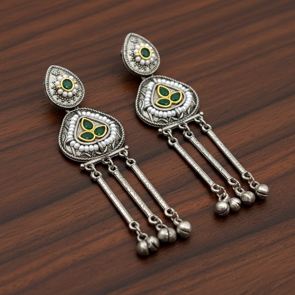 Rajwadi Dual Tone Tassel Earrings
