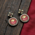 Meenakari Tree of Life Round Drop Earrings
