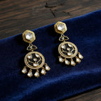 Black Meenakari Kundan Chandbali Earrings