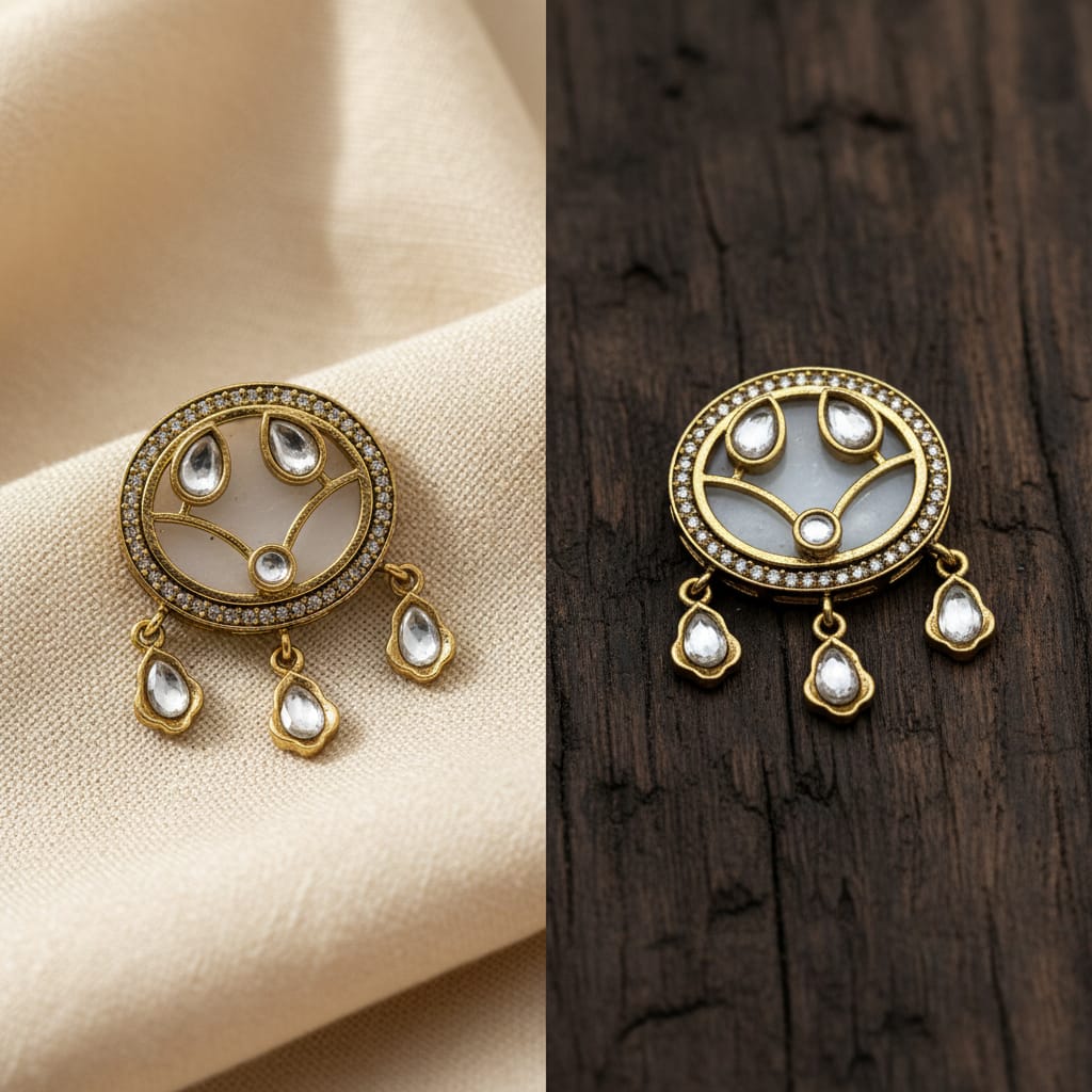 Polki Kundan Round Chandbali Earrings