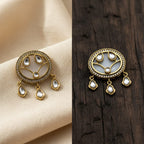 Polki Kundan Round Chandbali Earrings