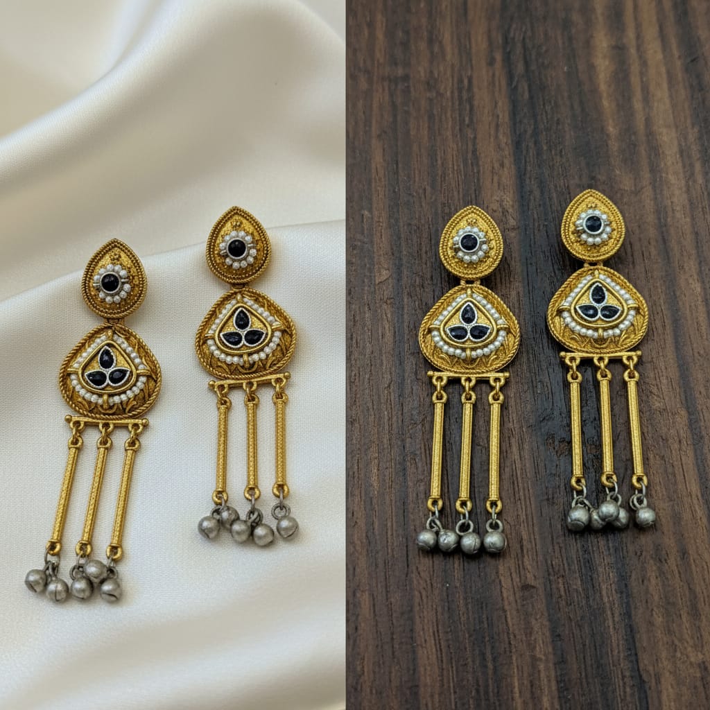 Rajwadi Dual Tone Tassel Earrings