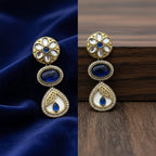 Kundan Polki Triple Drop Earrings with White Onyx