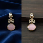 Polki CZ Butterfly Motif Stone Drop Earrings