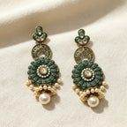 Meenakari Emerald Green Chandbali Dangle Earrings