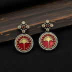 Meenakari Tree of Life Round Drop Earrings