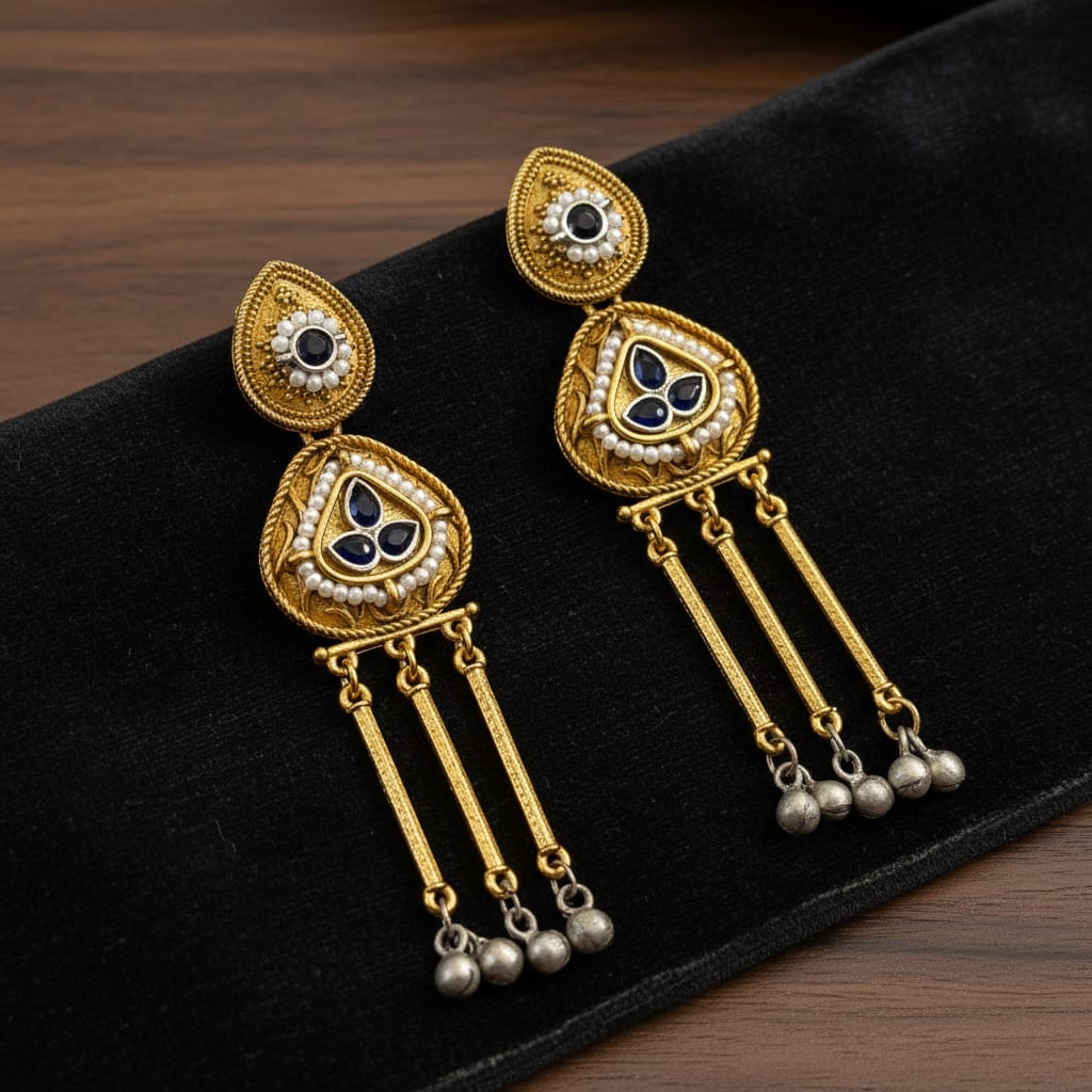 Rajwadi Dual Tone Tassel Earrings