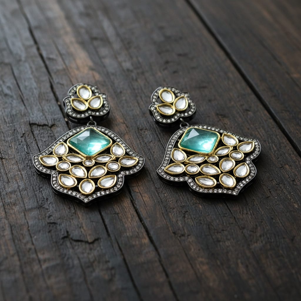 Zara Polki Kundan Statement Earrings