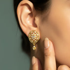 Sunburst Mandala CZ Gold Drop Earrings