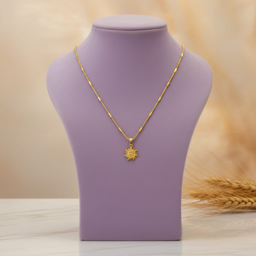 Sunburst Micro Gold Plated Pendant Chain