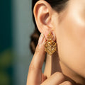 Swan Gold CZ Heart Chain Earrings