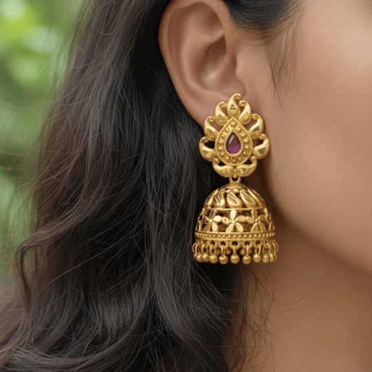Micro Forming Antique Gold Big Jhumka