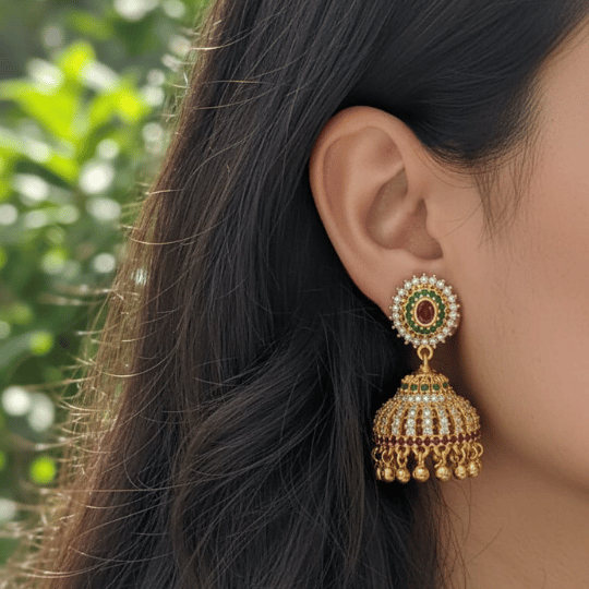Micro Forming Antique Gold CZ Jhumka