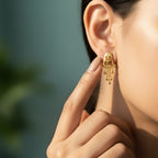 Temple Arch Meenakari Gold Tassel Earrings