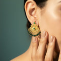 Temple Gold Peacock Chandbali Earrings