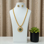 Temple Lakshmi Long Necklace Set with Earrings