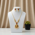 Temple Lakshmi Long Necklace Set with Earrings