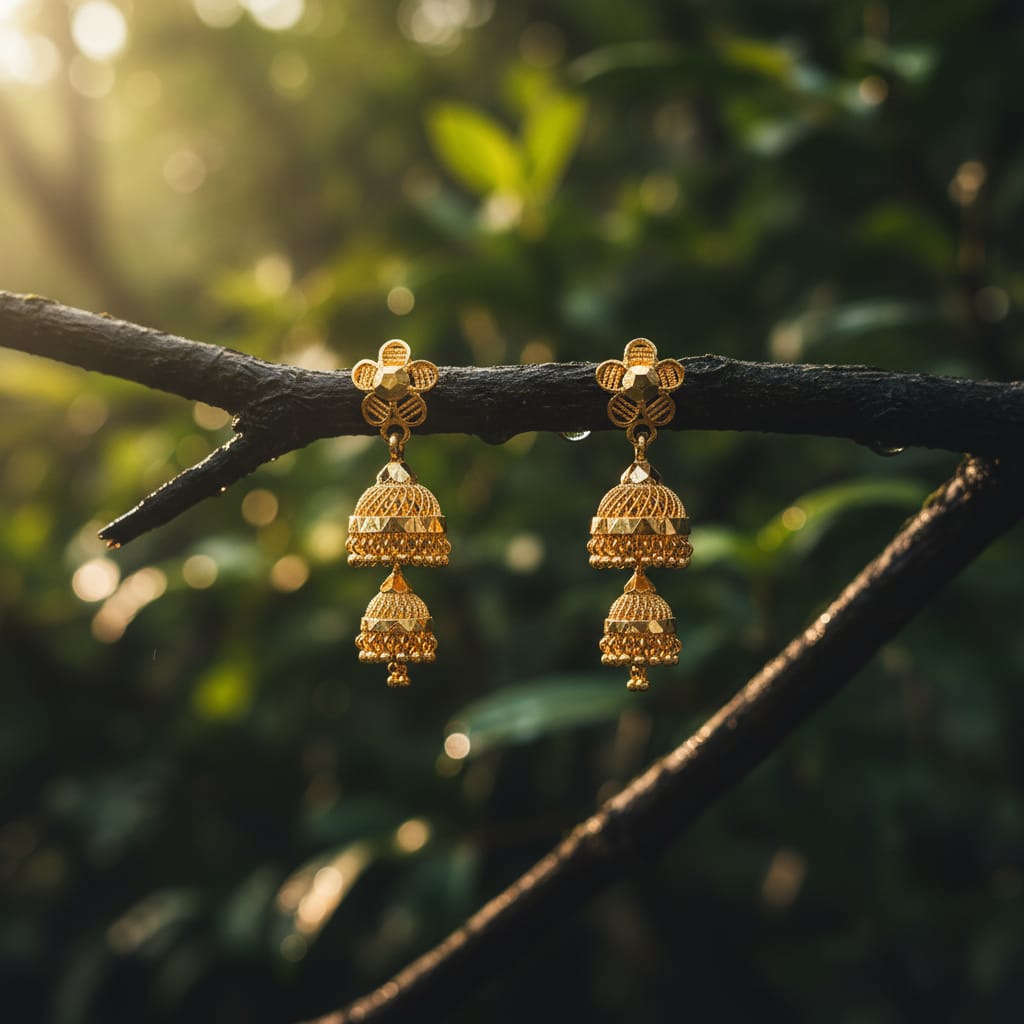 Traditional Micro Gold Double Jhumka Earrings