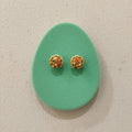 Tri-Tone Gold Flower Stud Earrings