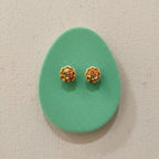 Tri-Tone Gold Flower Stud Earrings