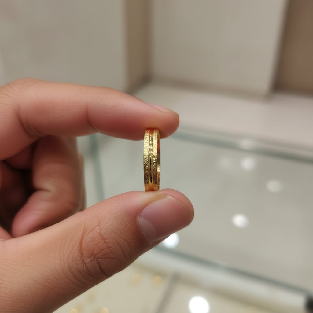 Micro Gold Plated Dual Band Frosted Texture Ring
