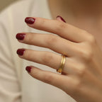 Micro Gold Plated Dual Band Frosted Texture Ring