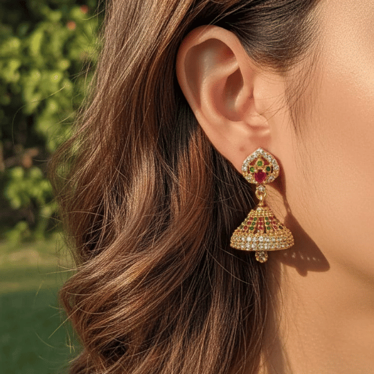 Micro Forming Stone Gold Plated CZ Jhumka