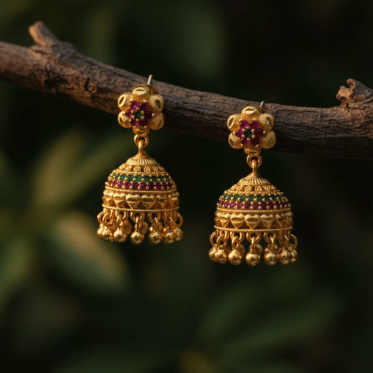 Micro Forming Gold Plated Jhumka