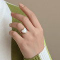Western Style White Heart Enamel Ring