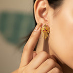Khushbu Meenakari Tassel Stud Earrings