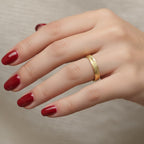 Micro Gold Plated Diagonal Cut Wide Band Ring