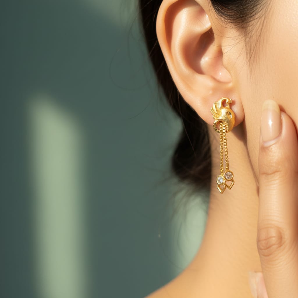 Yugal Hans Swan Chain Tassel Drop Earrings