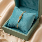 Micro Gold  Dual Tone CZ Bead Charm Bracelet