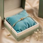 Micro Gold  Dual Tone CZ Bead Charm Bracelet
