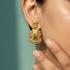 Pushpa Meenakari Chandbali Earrings