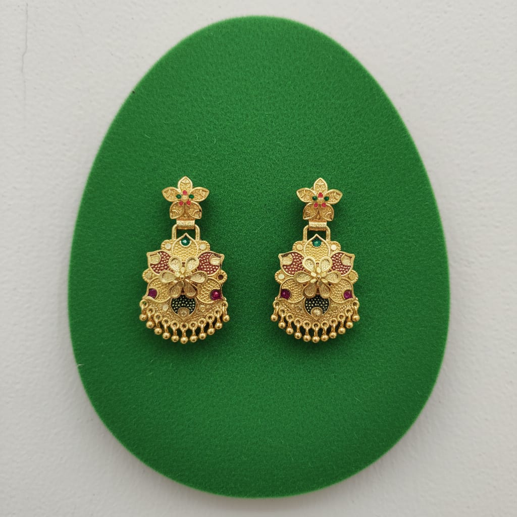 Pushpa Meenakari Chandbali Earrings