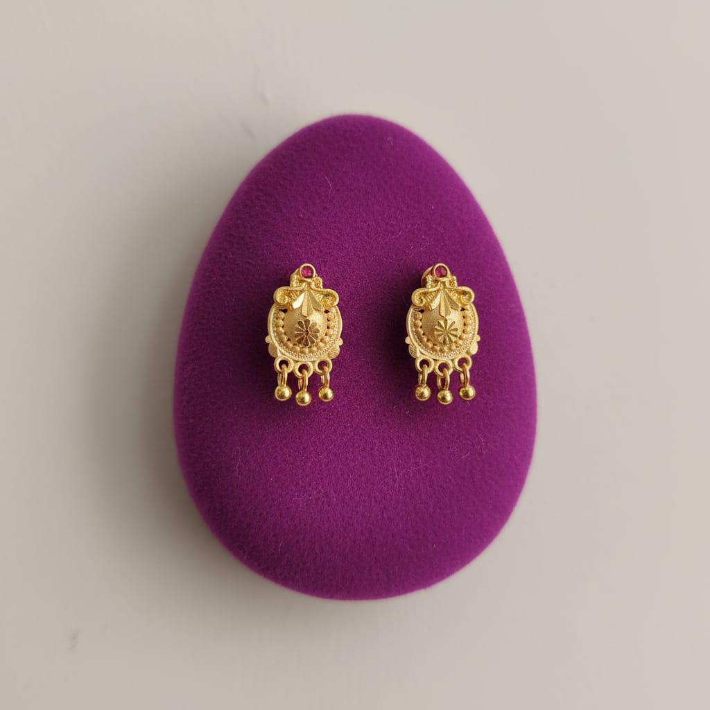 Zeenat Engraved Ball Drop Stud Earrings