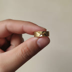 Micro Gold Plated Star Cut Frosted Wide Band Ring